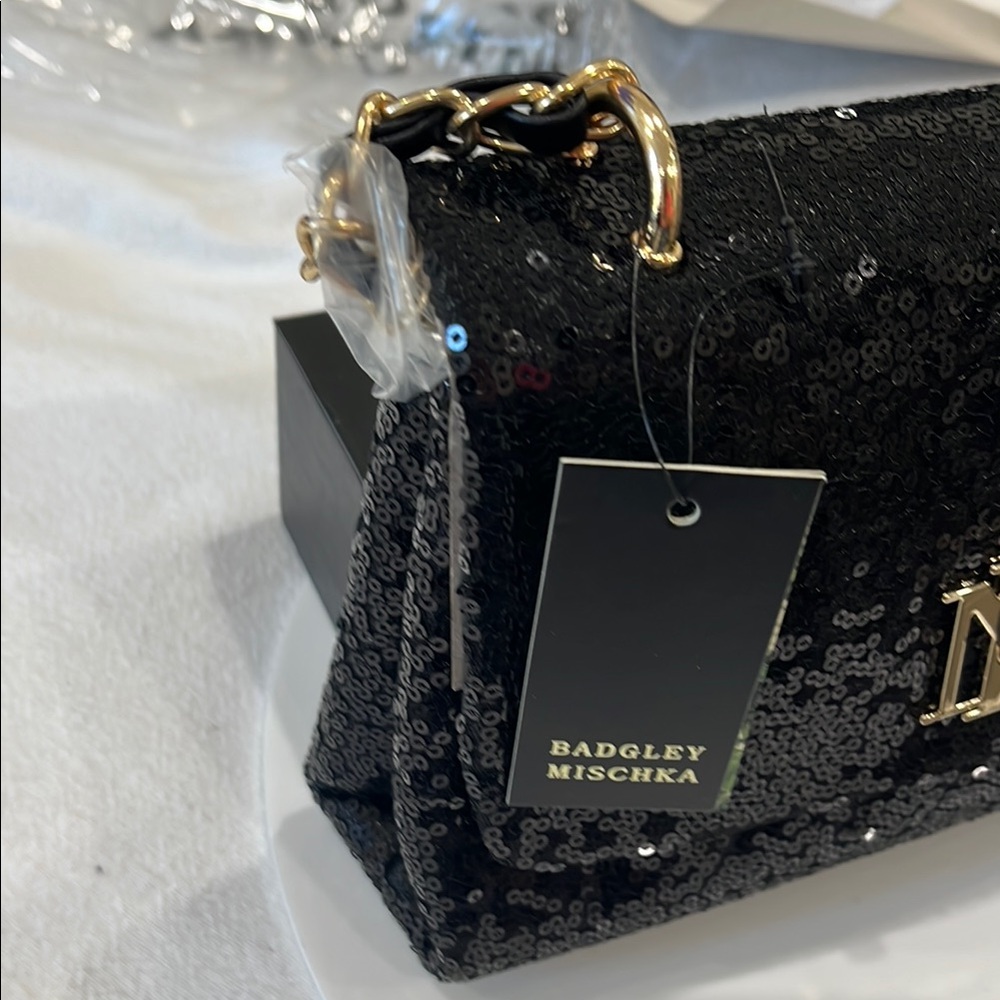 95. Badgley Mischka Black Sequin Women's Bag - Picture 2 of 6
